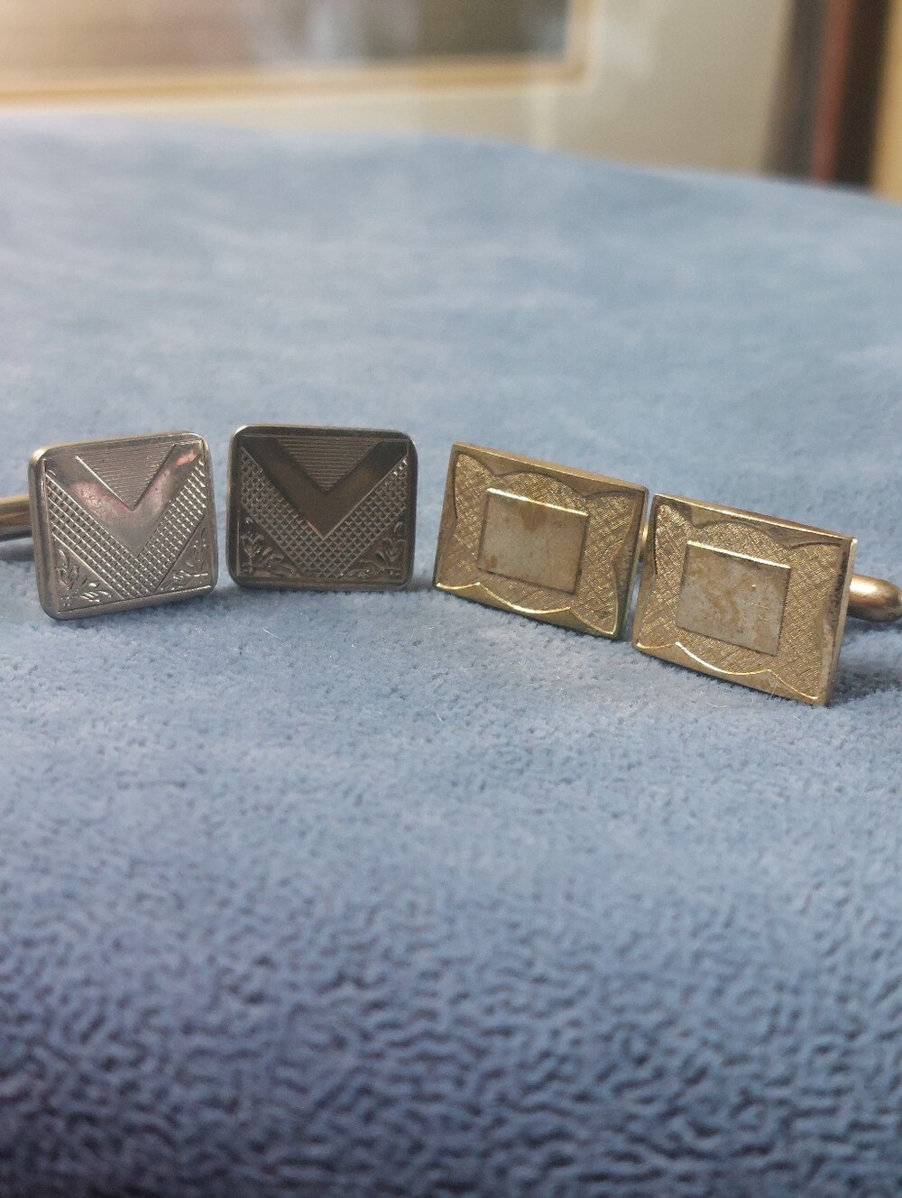 Vintage Estate Cufflinks Lot of 2 Pairs | Silver Tone & Gold Tone Mid Century St